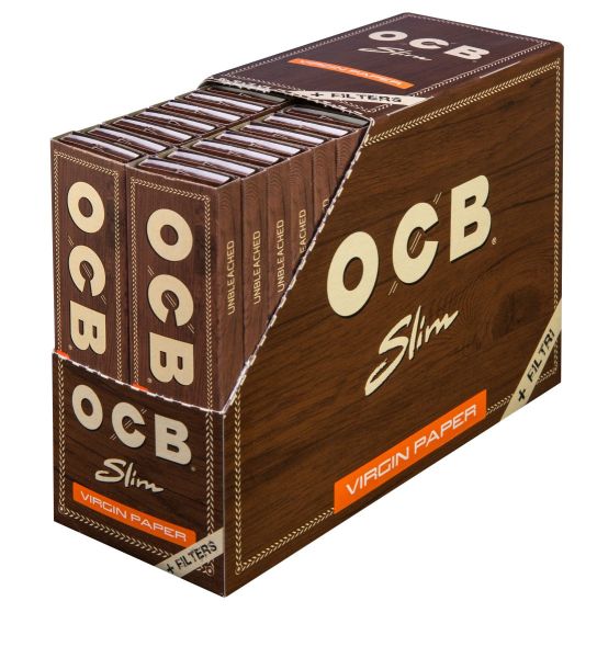 OCB Unbleached Slim Virgin Zigarettenpapier + Tips (32 x 32 Stück)