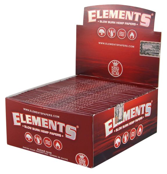 Elements Red Hanfpapier King Size Slim (50 x 33 Stück)