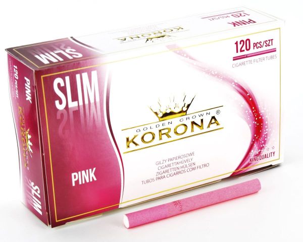 Korona Golden Crown Slim Pink Filterhülsen Zigarettenhülsen (Schachtel á 120 Stück)