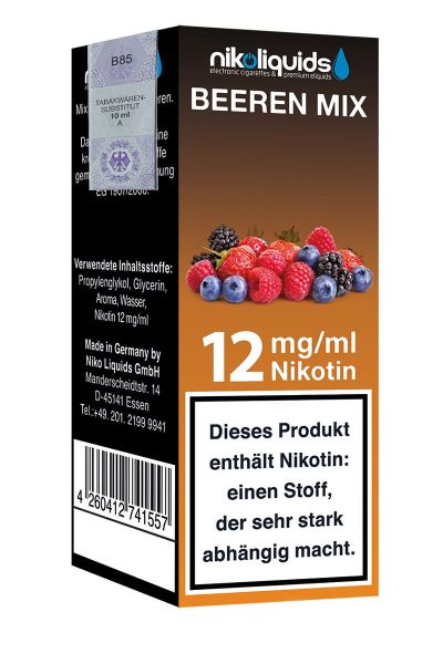 NikoLiquids Beeren Mix Liquid 12mg Nikotin/ml (10 Stück)
