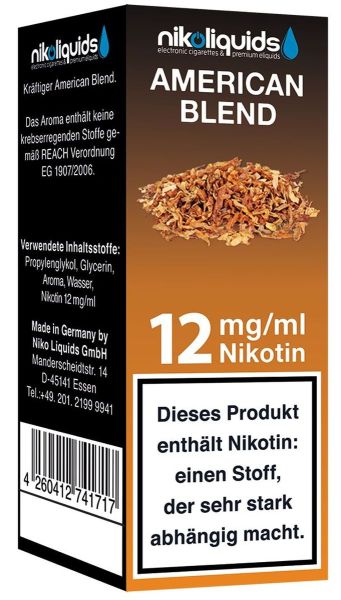 NikoLiquids American Blend Liquid 12mg Nikotin/ml (10 ml)