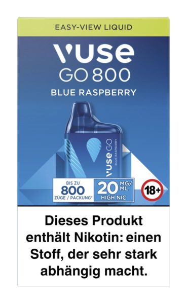 Vuse GO 800 (BOX) Blue Raspberry Einweg E-Zigarette 20mg (1 Stück)