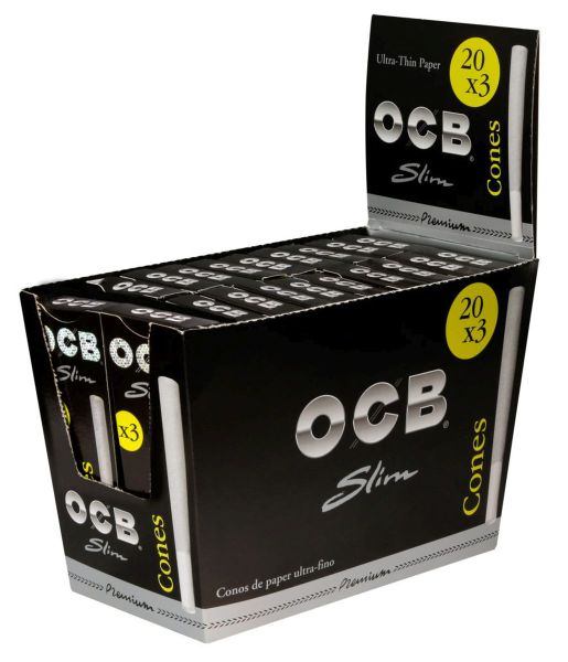 OCB Schwarz Premium Slim Cones 3er (20 x 3 Stück)