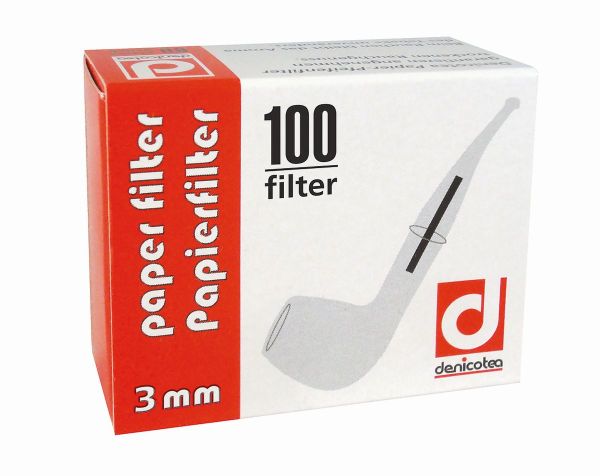 Denicotea Papier Pfeifenfilter 3 mm No. 140 10140 (Schachtel á 100 Stück)