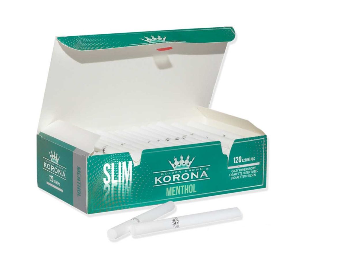 Korona Slim Hülsen Menthol 120 Stk.  Mountain-Smoke GmbH - E-Zigarette,  Tabakwaren, Großhandel