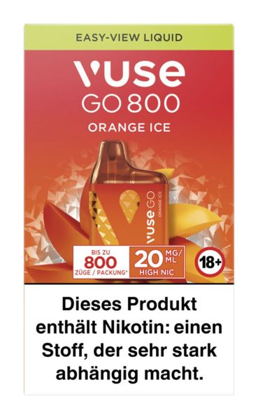 Vuse GO 800 (BOX) Orange Ice Einweg E-Zigarette 20mg (1 Stück)
