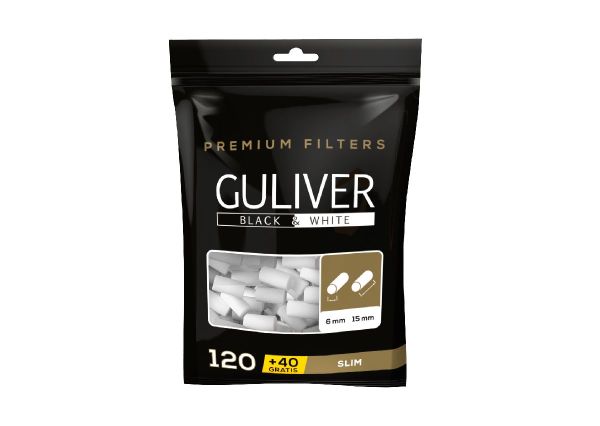 Guliwer Premium Black & White Slim Filter Tips 6mm (30 x 160 Stück)
