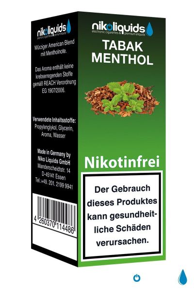 NikoLiquids Tabak Menthol Liquid 0mg Nikotin/ml (10 ml)