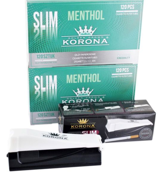 Korona Slim Size Menthol Starter-Set (2x120er Zigarettenhülsen & Stopfgerät) (1 Set)