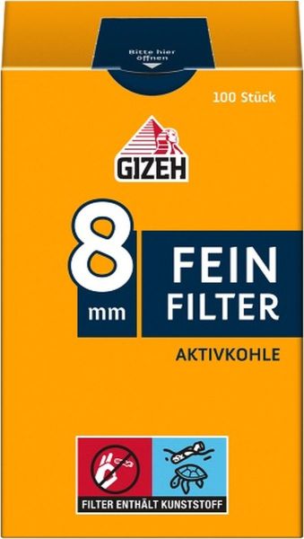 Gizeh Feinfilter Aktivkohle Kohlefilter 8mm (10 x 100 Stück)