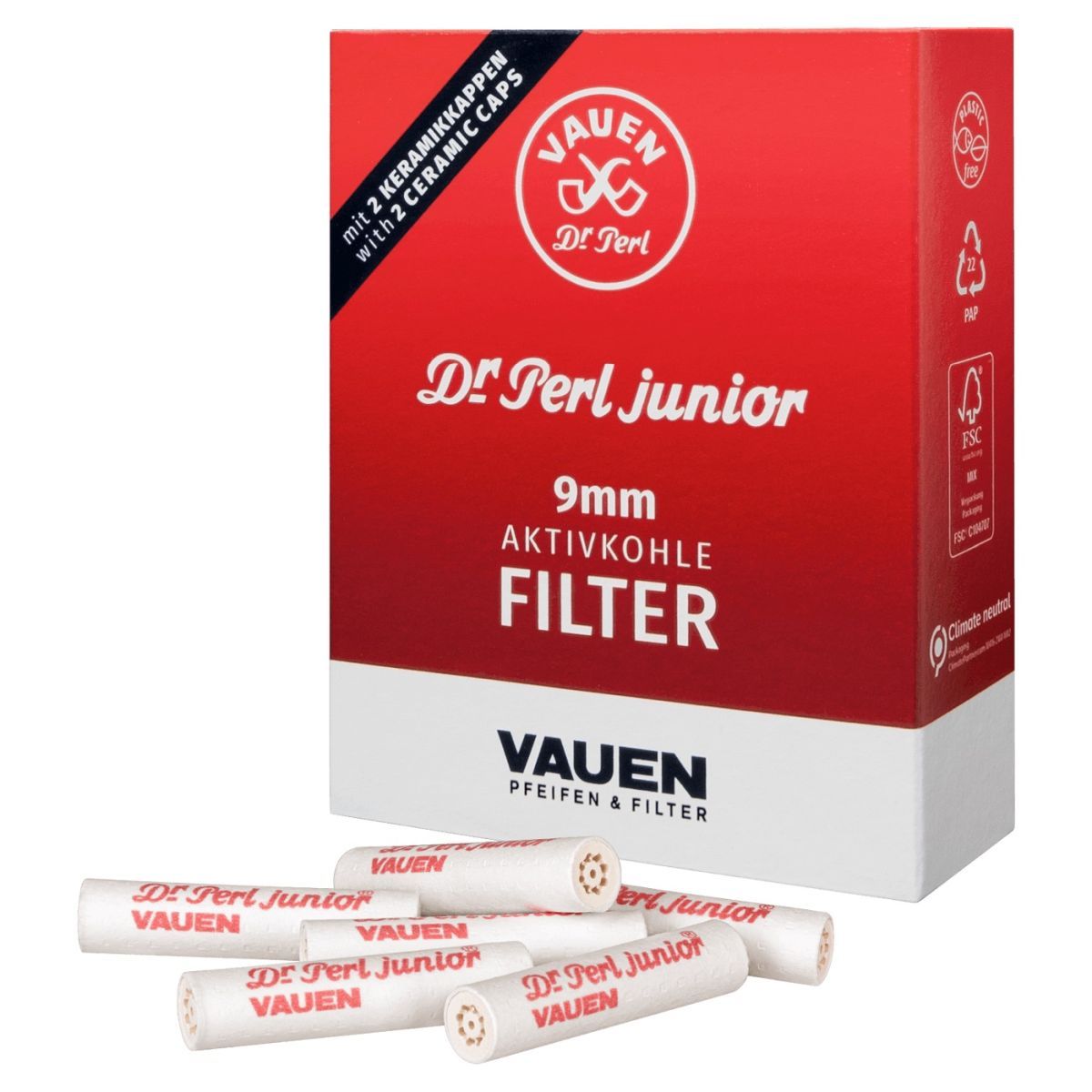 Perl Junior Jumax Aktivkohle Pfeifenfilter 9mm Inhalt je 180 Stück 2 Pack Dr 