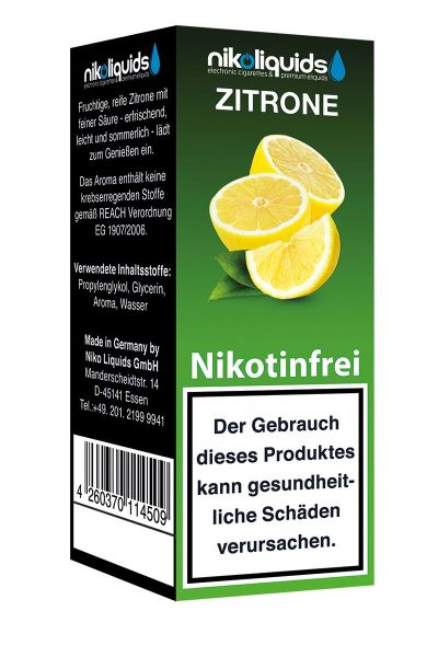 NikoLiquids Zitrone 0mg Nikotin/ml (10 ml)