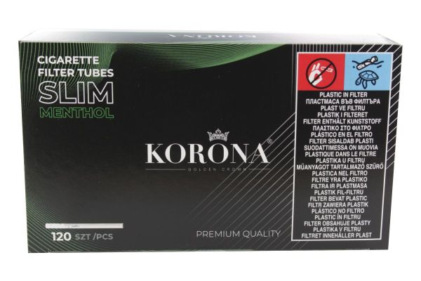 Korona De Luxe Slim Menthol Filterhülsen Zigarettenhülsen (Schachtel á 120 Stück)