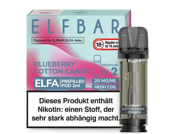 Elfbar Elfa Pod Blueberry Cotton Candy 20mg Nikotin 2ml (2 Stück)