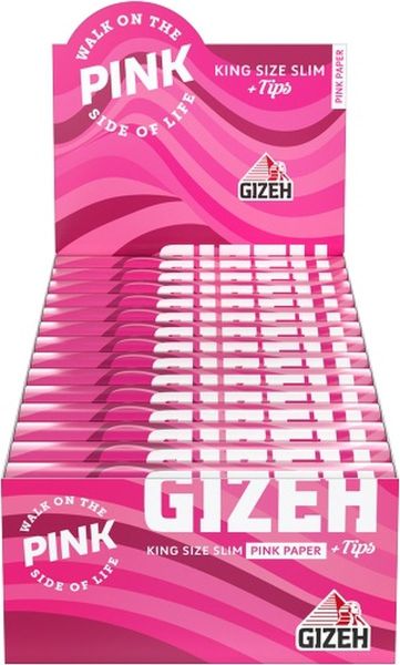 Gizeh All Pink King Size Slim Papier + Tips (26 x 34 Stück)