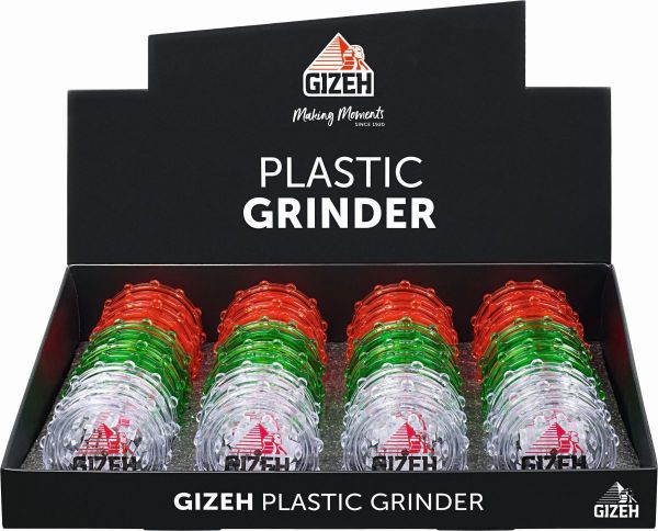 Gizeh Plastic Tabakmühle Mix 60mm 2 layer (24 x 1 Stück)