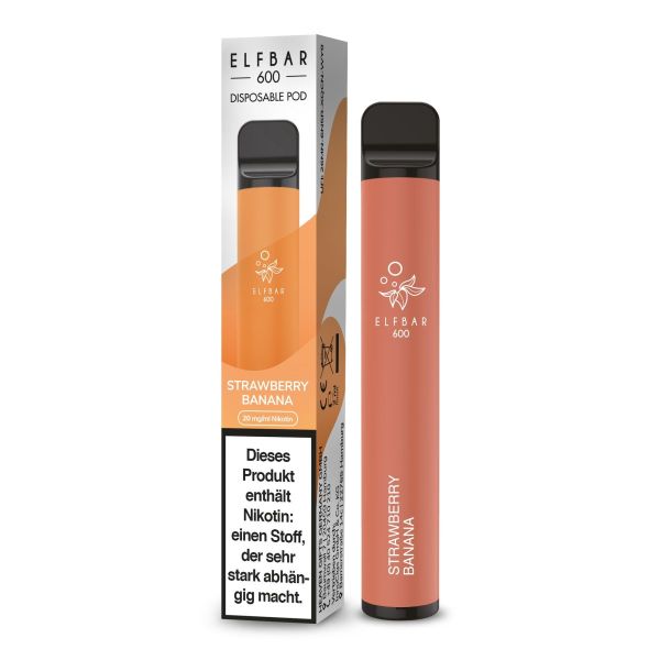 Elf Bar 600 Einweg E-Zigarette Strawberry Banana 20mg Nikotin/ml (1 Stück)