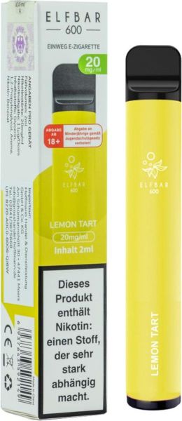 Elf Bar 600 Einweg E-Zigarette Lemon Tart 20mg Nikotin/ml (1 Stück)