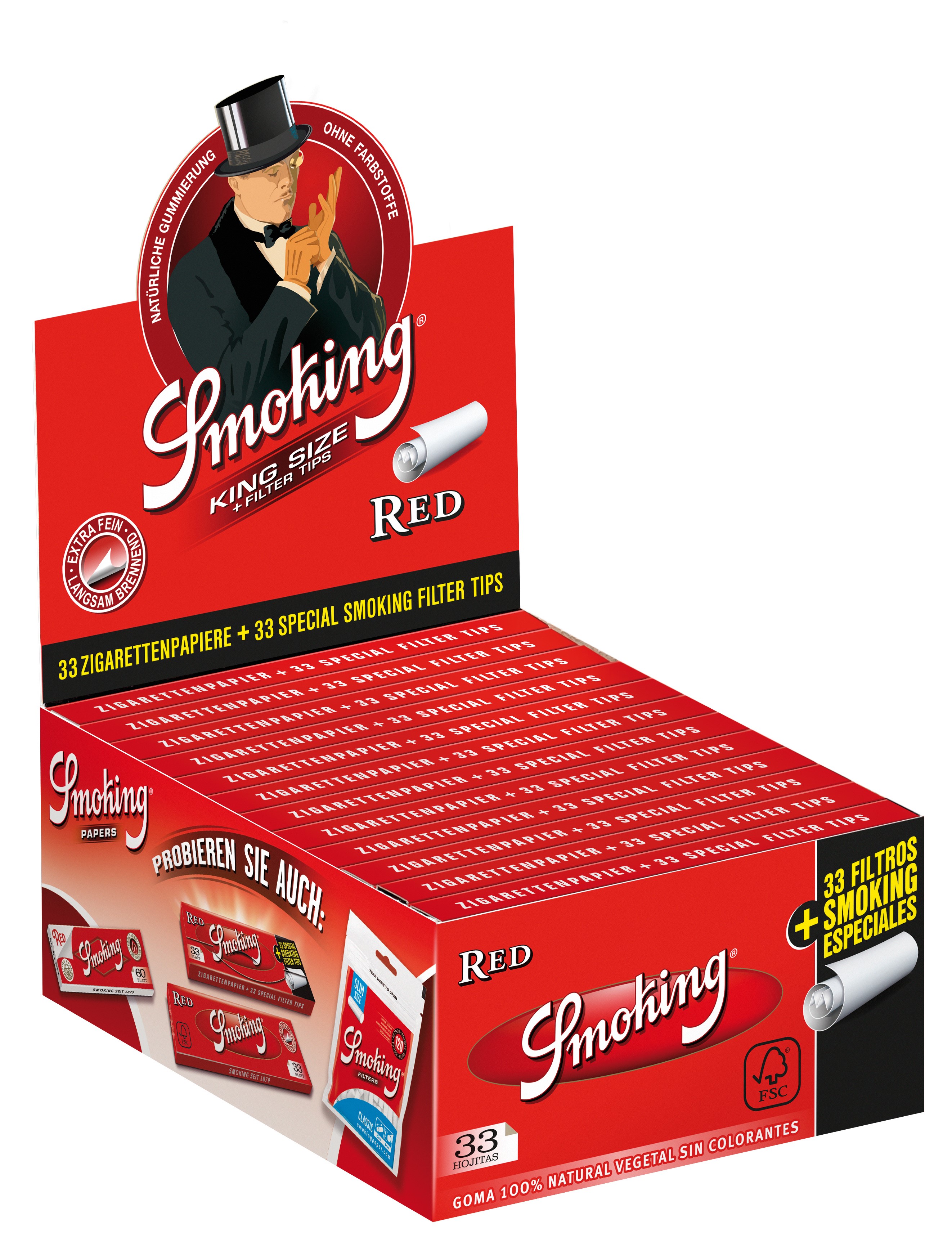 4537 Smoking King Size Red Papier + Tips
