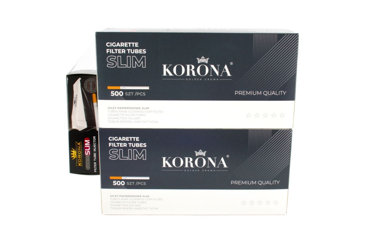 5x 250 Stück-Packung Korona De Luxe Slim Menthol Hülsen Zigarettenhülsen