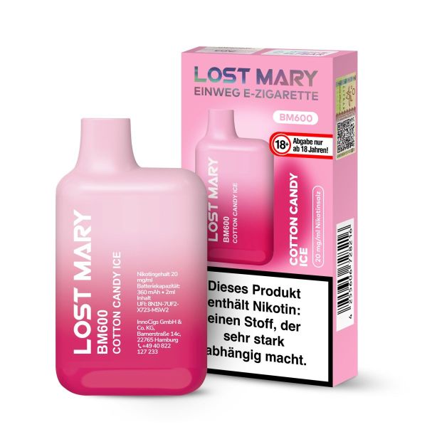 Lost Mary BM600 Einweg E-Zigarette Cotton Candy Ice 20mg Nikotin/ml (1 Stück)