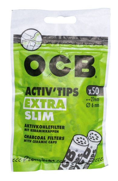 OCB Activ Tips Extra Slim 6mm Aktivkohlefilter (50 Stück)