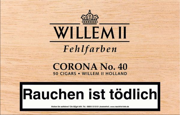 Scandinavian Zigarren Willem II Fehlfarben Corona Nr. 40 (Packung á 50 Stück)