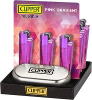 Feuerzeuge Clipper Metall Pink Icy (12 x 1 Stk.)