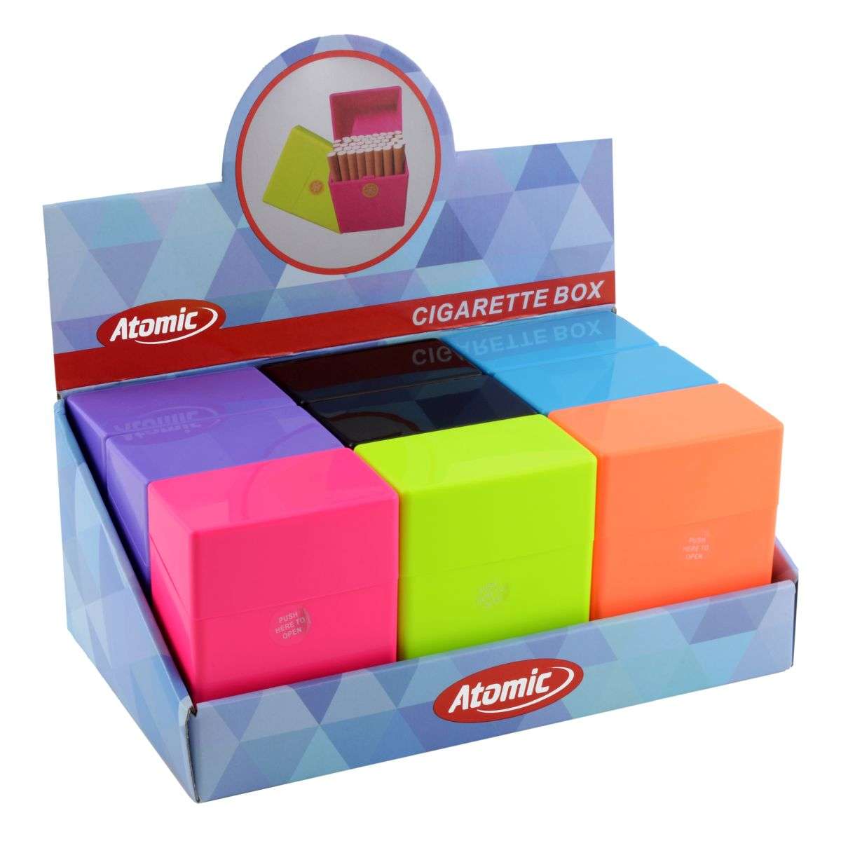 ▷Atomic Zigarettenbox verschiedene Farben 40er