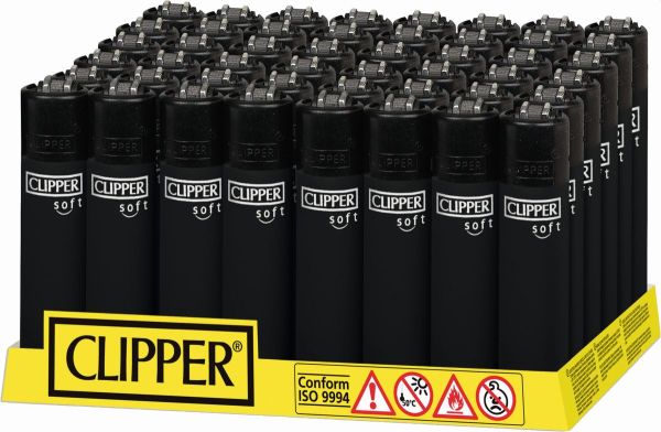 Feuerzeuge Clipper Soft Touch & Black Cap (48 x 1 Stk.)