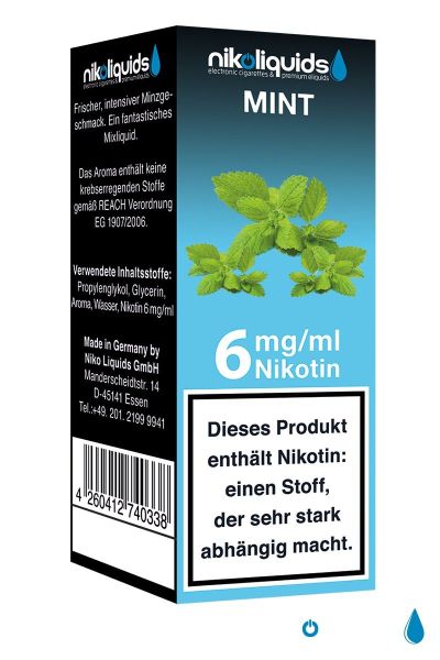 NikoLiquids Mint eLiquid 6mg Nikotin/ml (10 ml)