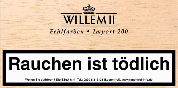 Scandinavian Zigarillos Willem II Fehlfarben Import 200 Sumatra (Packung á 100 Stück)