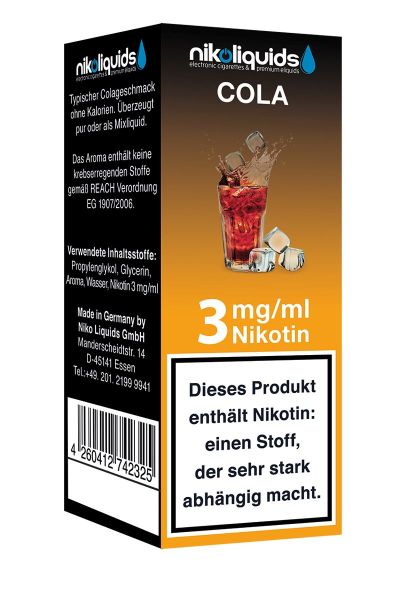 NikoLiquids Cola eLiquid 3mg Nikotin/ml (10 ml)